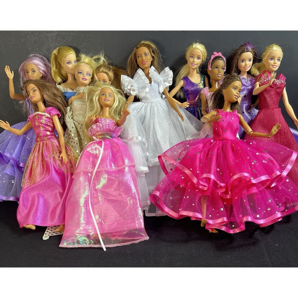 Lot of 12 Barbie Dolls Mattel 1991–2015 Assorted Vintage w/ Handmade Dresses